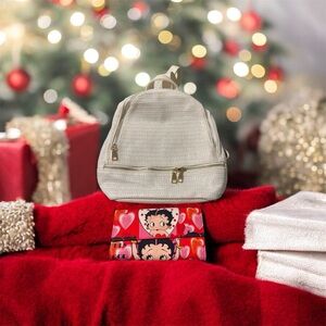 Cream Mini Backpack with Cartoon Wallet